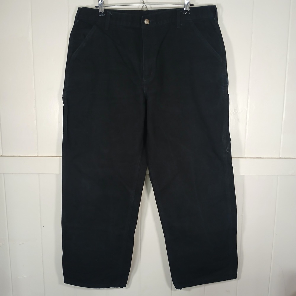 Carhartt Original Dungaree Fit Pants Mens 38x30 Black B11BLK Duck Canvas Utility